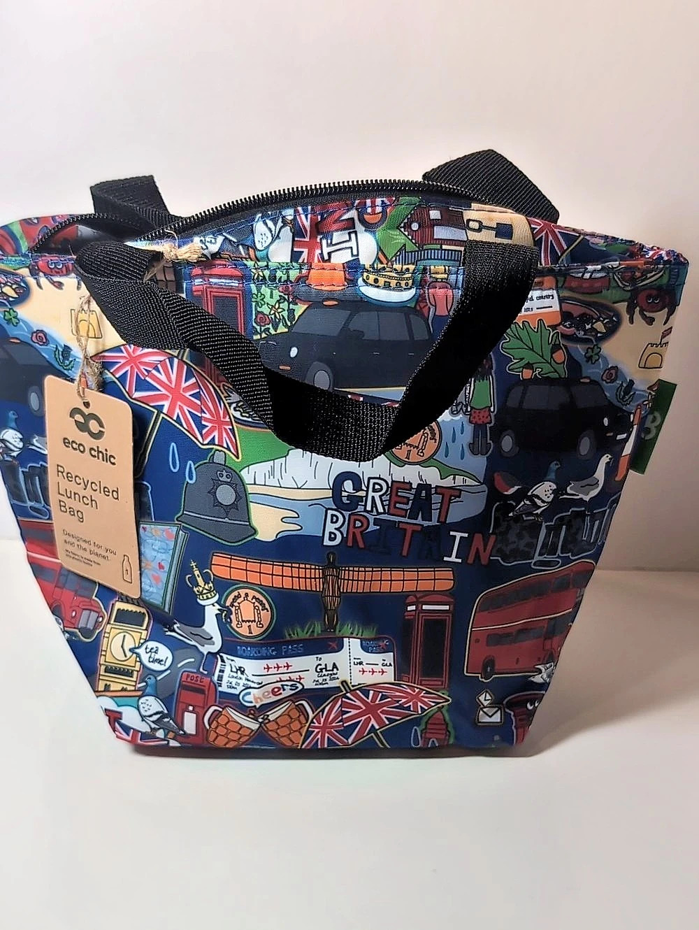 eco chic Recycled Lunch Bag, Great Britain in Blue & Red, New!